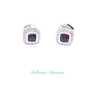 David Yurman Sterling Silver Petite Albion Garnet & Diamonds Earrings